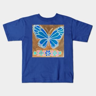 Blue Butterfly Kids T-Shirt